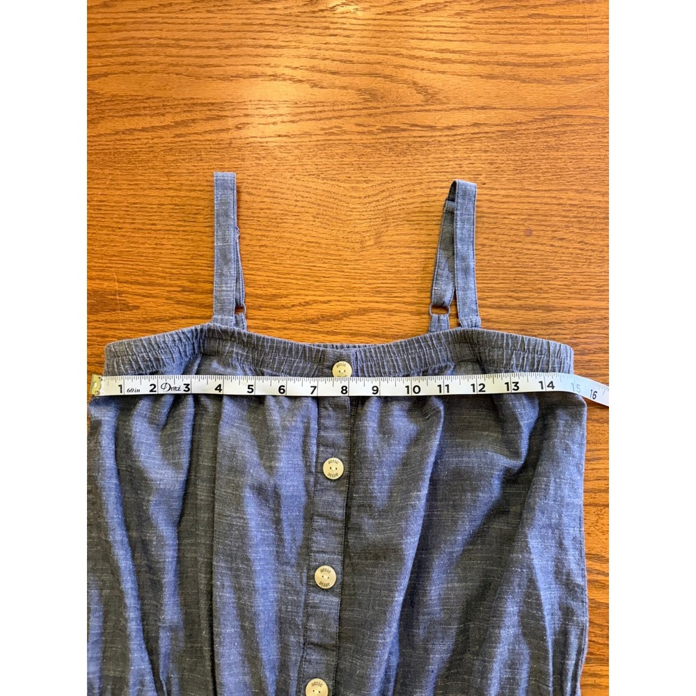Aerie Blue Chambray Button Front Mini Dress Adjustable Straps Cottagecore Medium - Picture 5 of 10